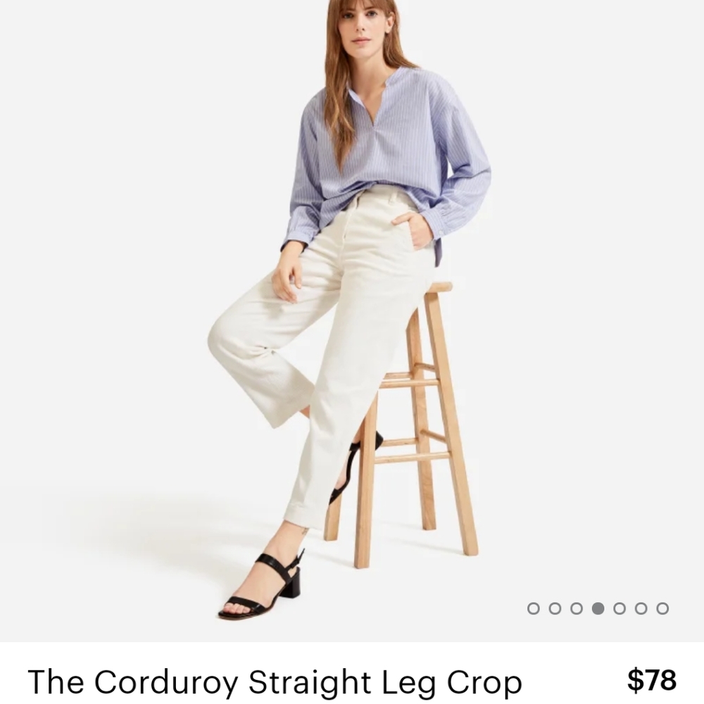 Everlane Corduroy Straight Leg Crop in Bone